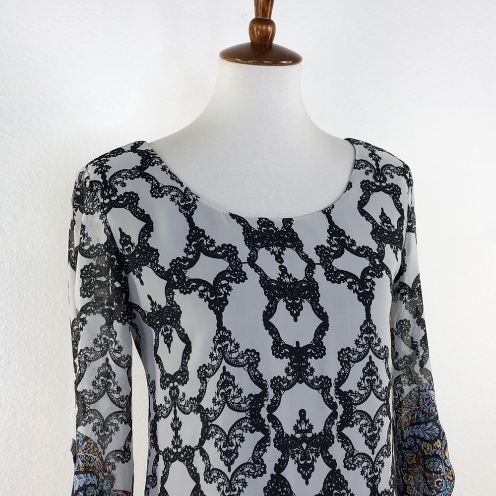 Speechless Black White Print Long Sleeve Dress - Picture 2 of 7